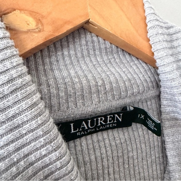 Lauren Ralph Lauren Ribbed Gray Puff Balloon Sleeve Turtleneck Sweater Size 1X - Picture 3 of 9